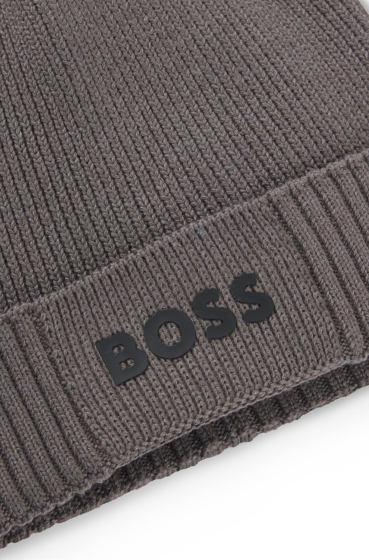 LOGO-DETAIL BEANIE HAT IN COTTON AND VIRGIN WOOL - 5
