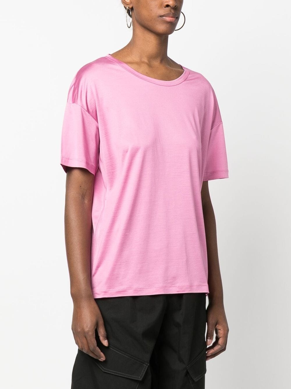 logo-patch short-sleeved silk T-shirt - 3