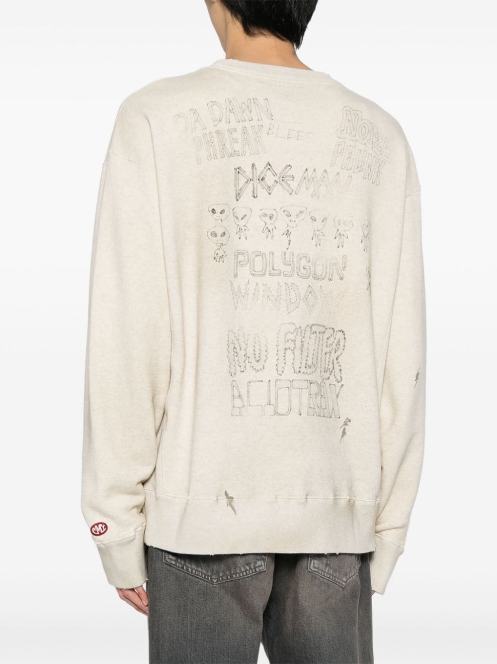 sketch-print distressed jumper - 4