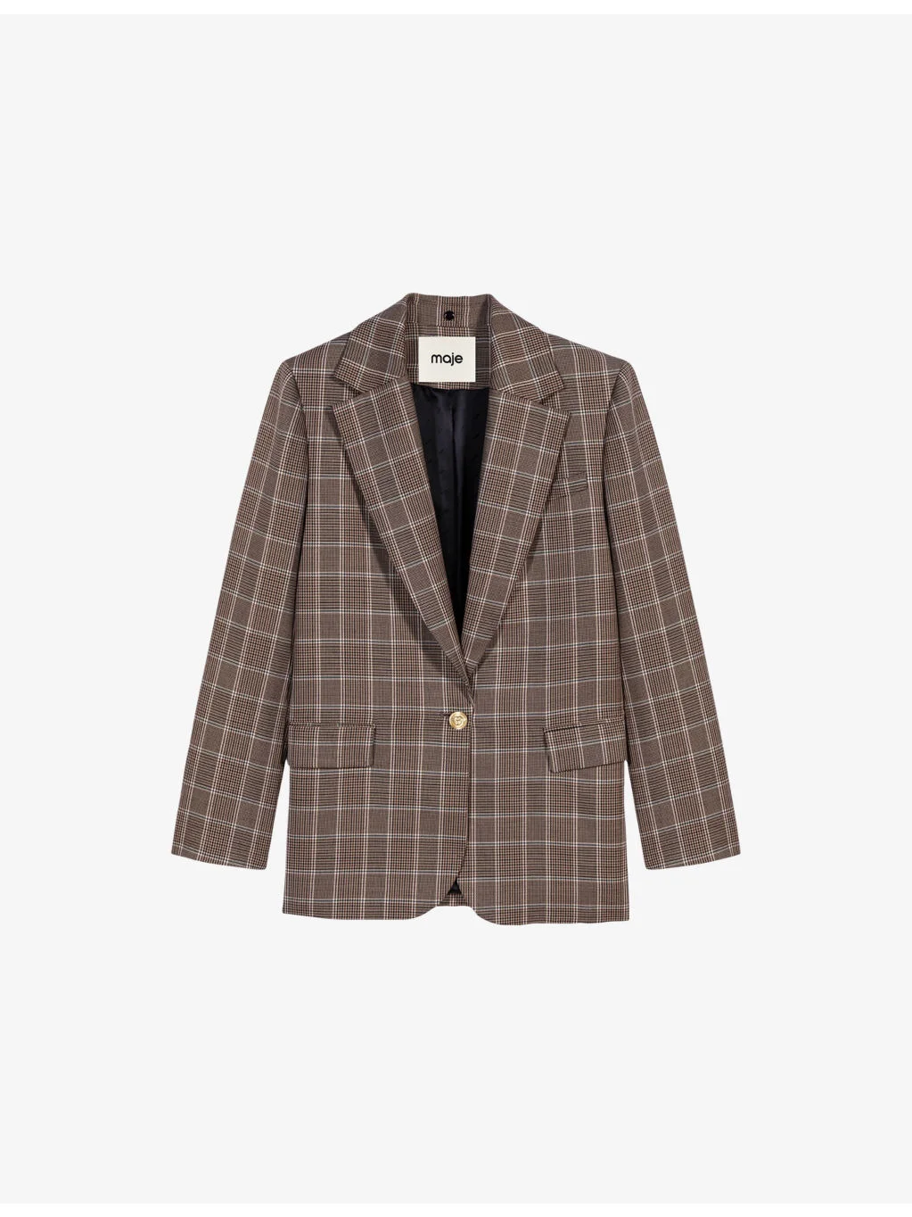 Checked Single-Breasted Wool-Blend Jacket - 1
