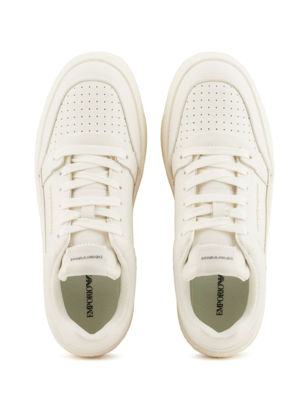 logo-embossed leather sneakers - 4
