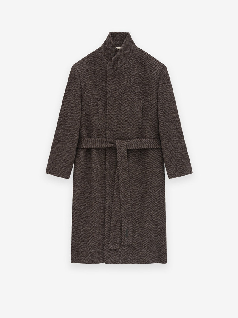 Wool Chevron Stand Collar Overcoat 2
