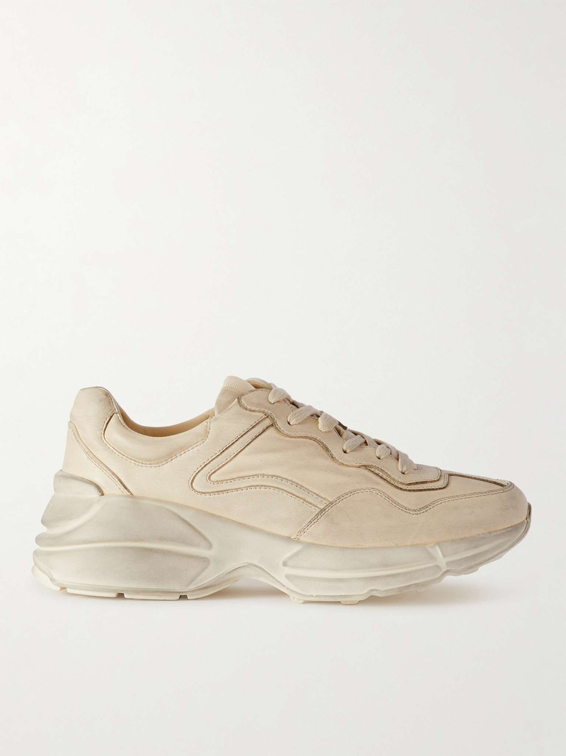 Rhyton Distressed Leather Sneakers - 1