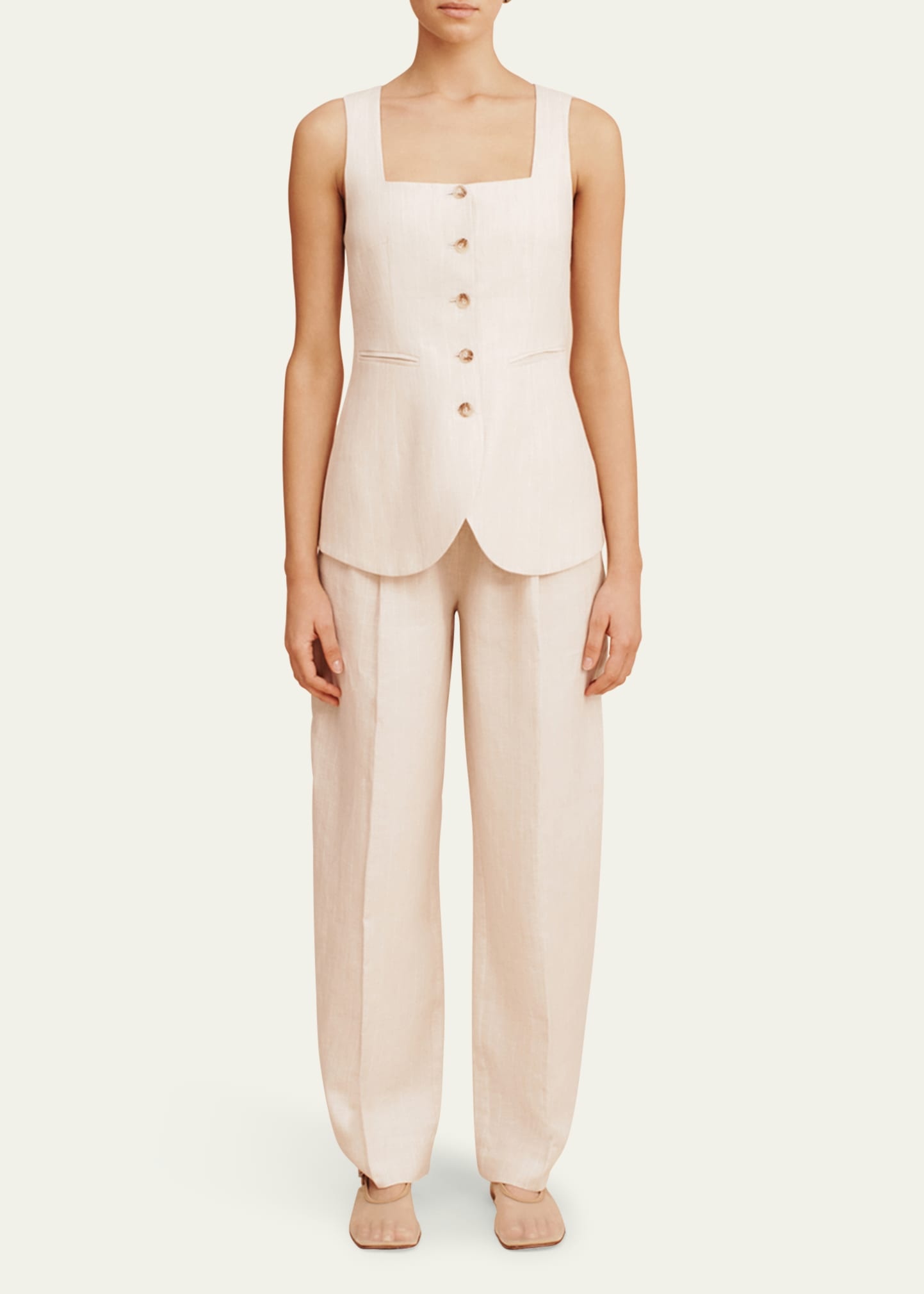 Lucille Pinstripe Linen Trousers - 2