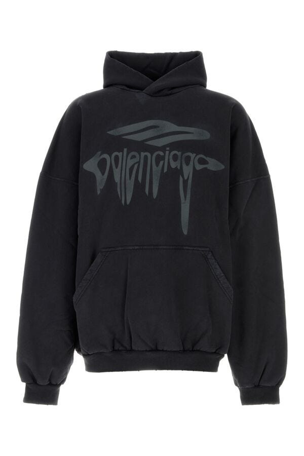 パーカー・フーディ Balenciaga Charcoal Cotton Sweatshirt BALENCIAGA Balenciaga Men Charcoal Cotton Sweatshirt
