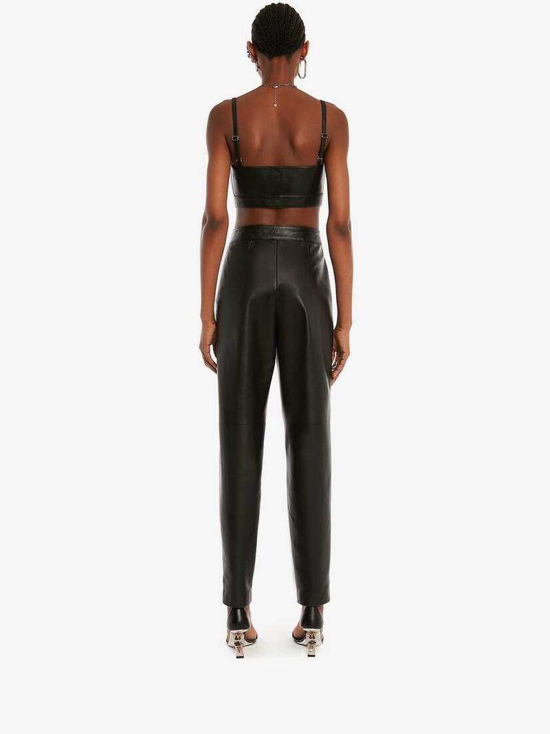 Leather Zip Bra Top in Black 4