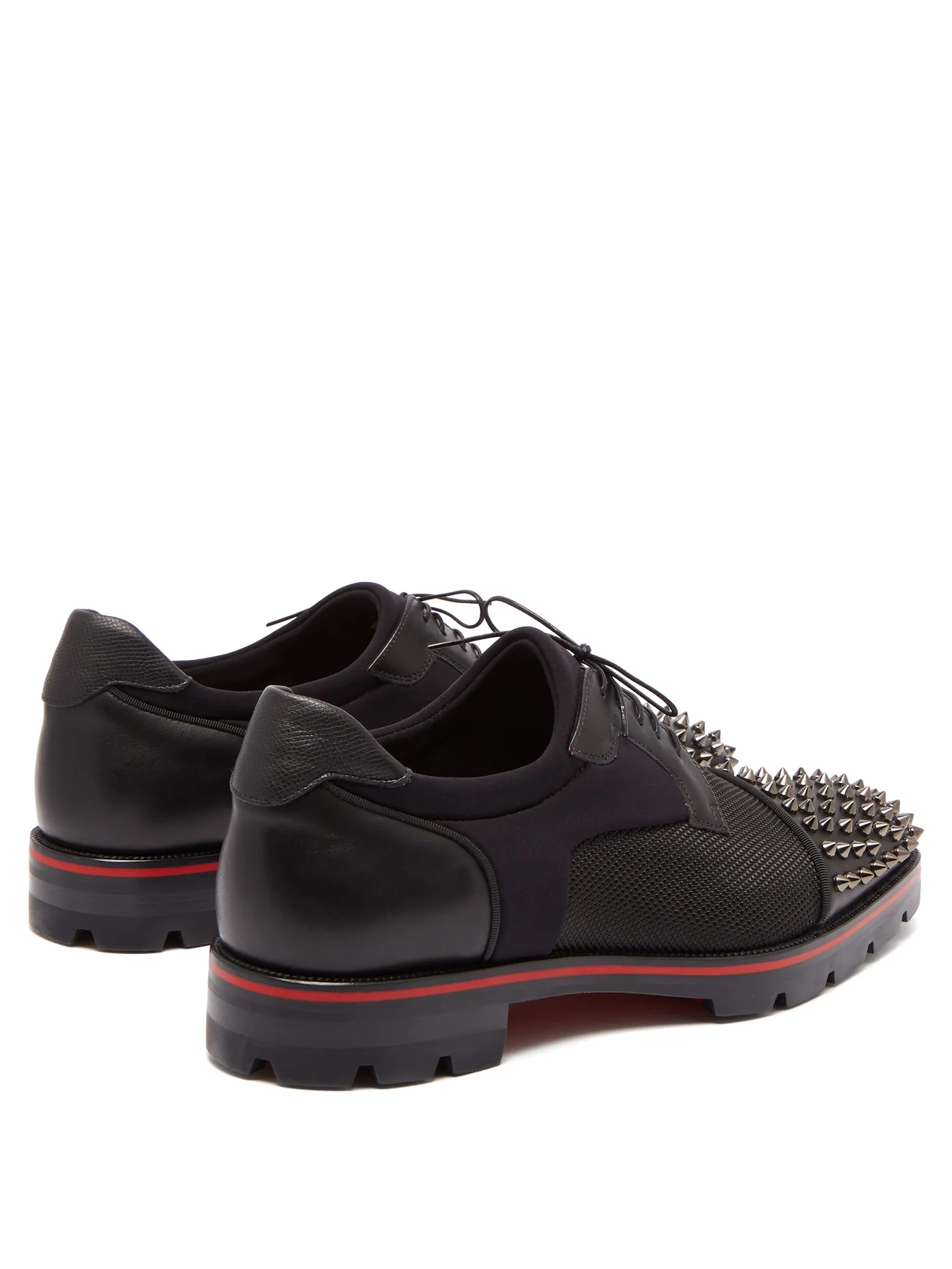 Luis spike-embellished neoprene derby shoes - 4