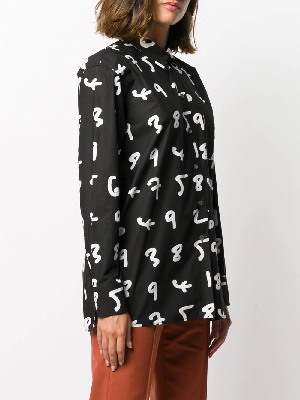 number-print cotton shirt - 3