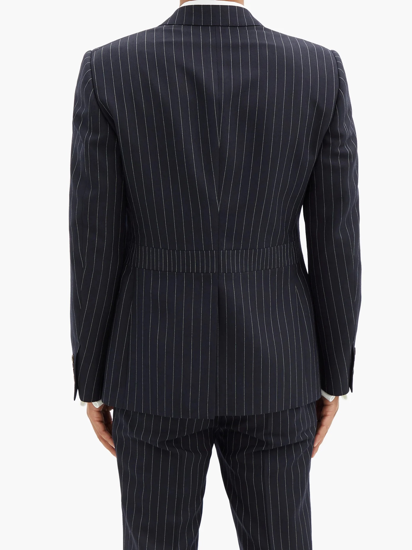 Pinstriped single-breasted wool jacket - 5