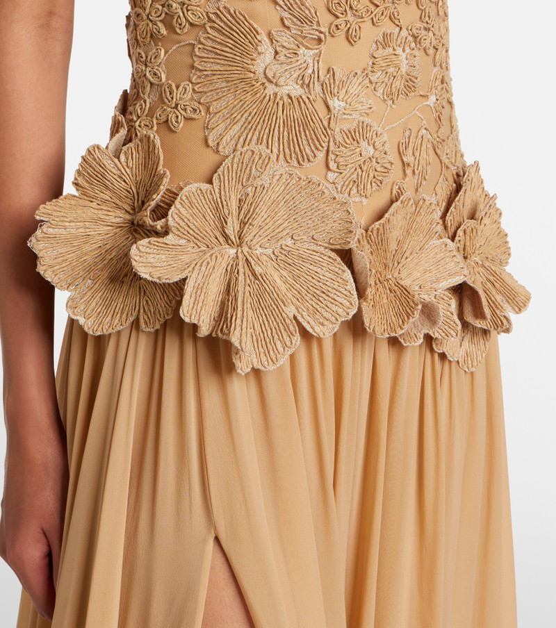 Raffia-trimmed silk-blend tulle gown 6