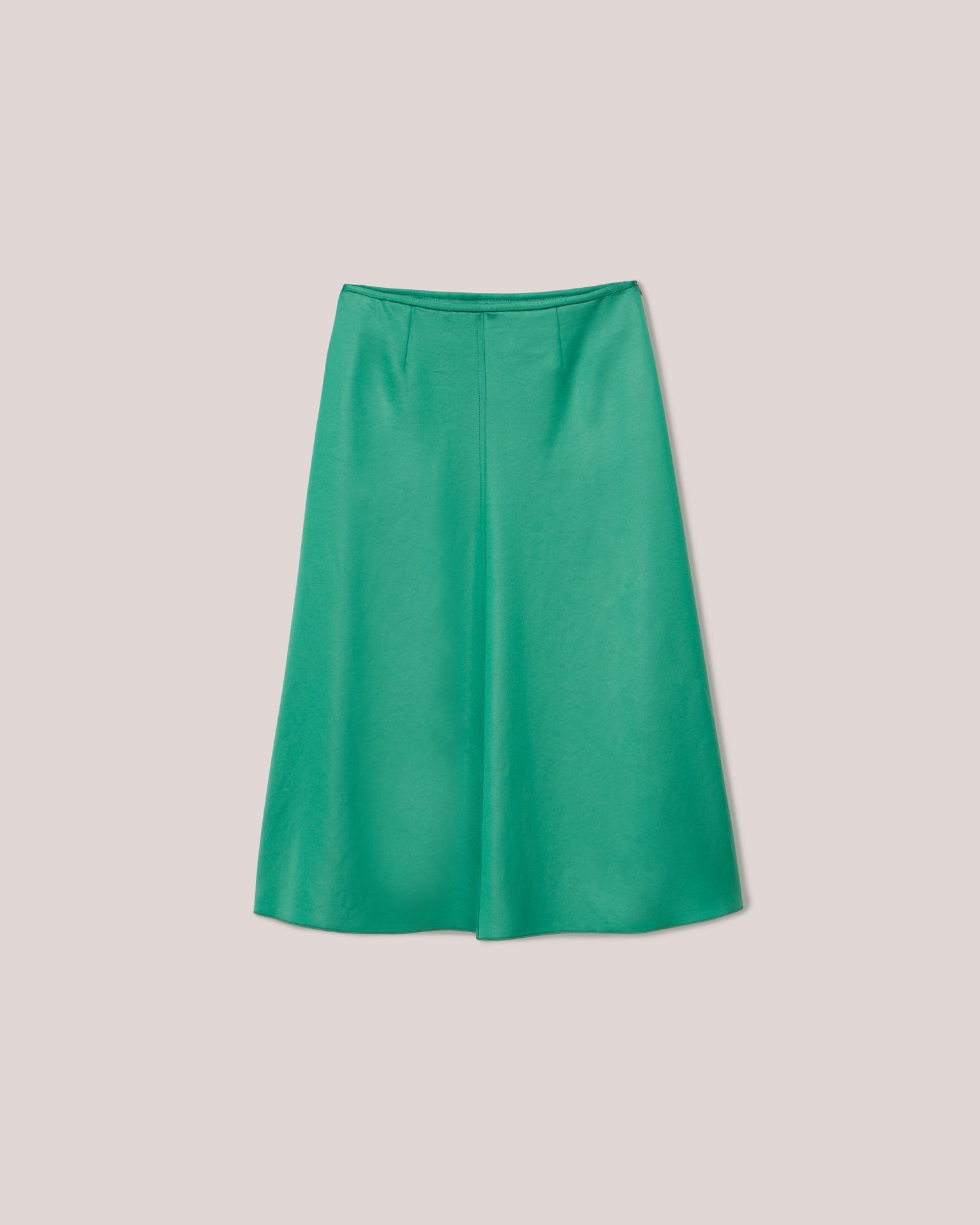 ZOYA - Glossy satin knee-length skirt - Green - 1