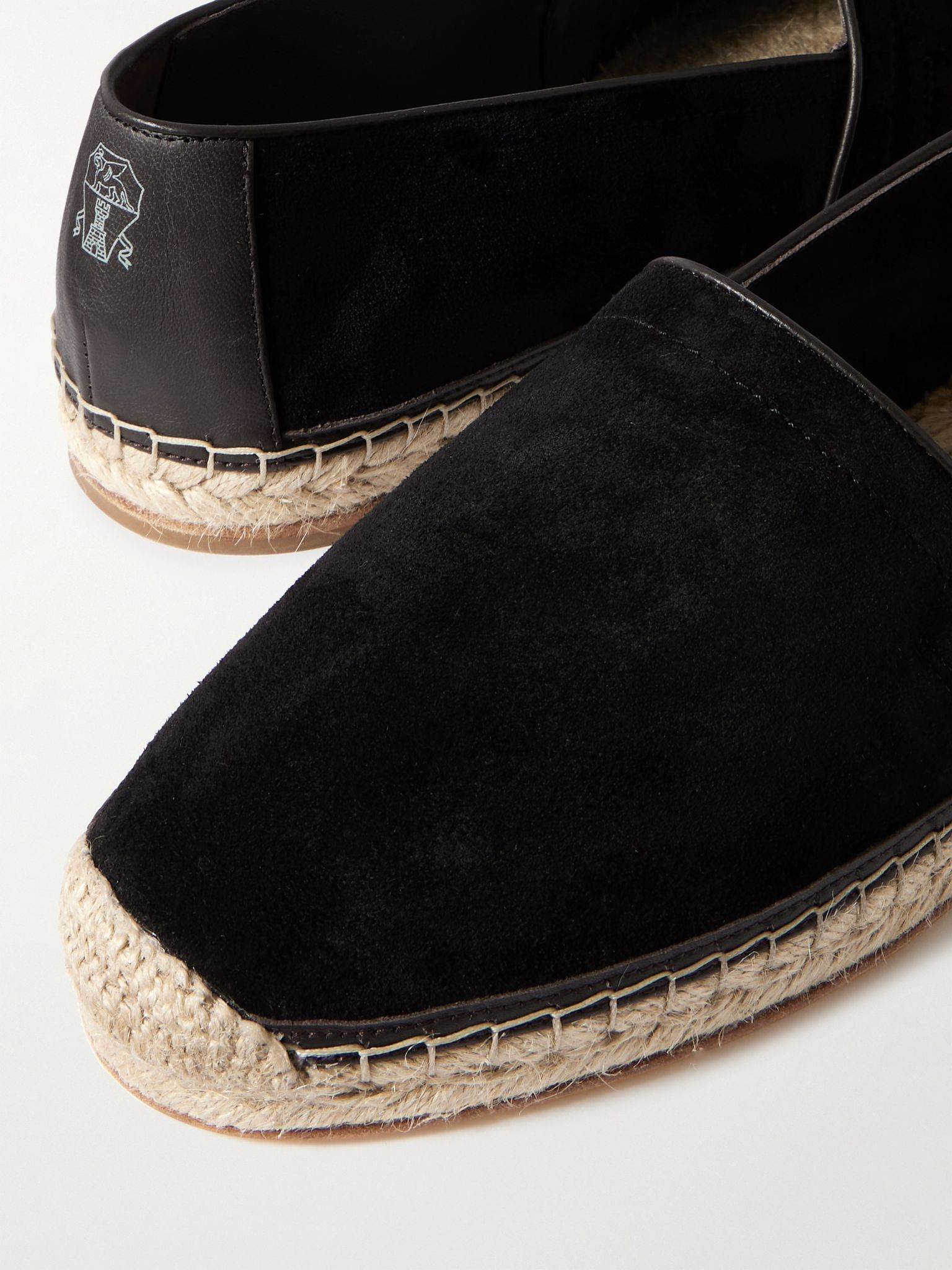 Leather-Trimmed Suede Espadrilles Dark brown - 4