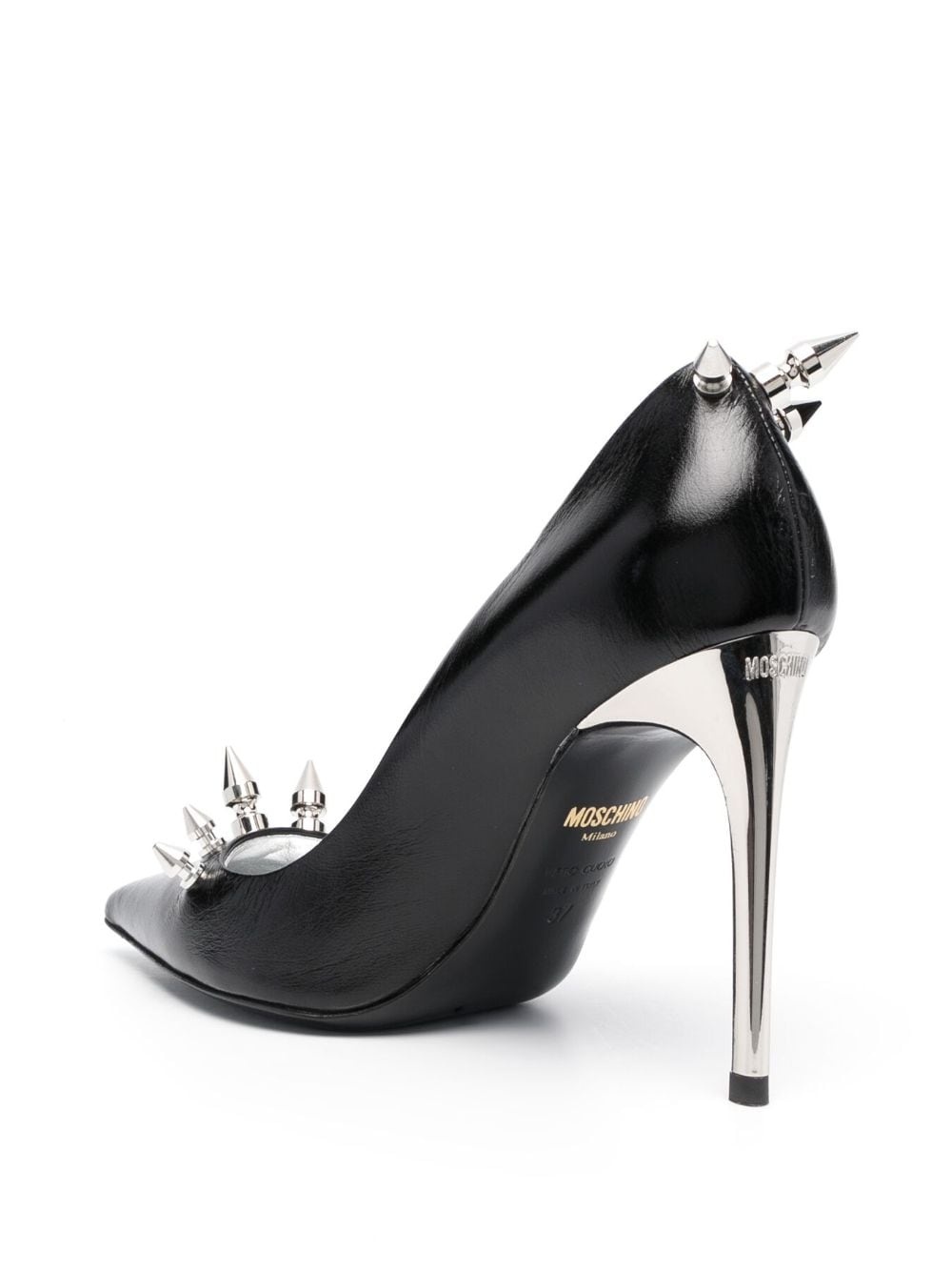 105mm spike-embellished leather pumps - 3