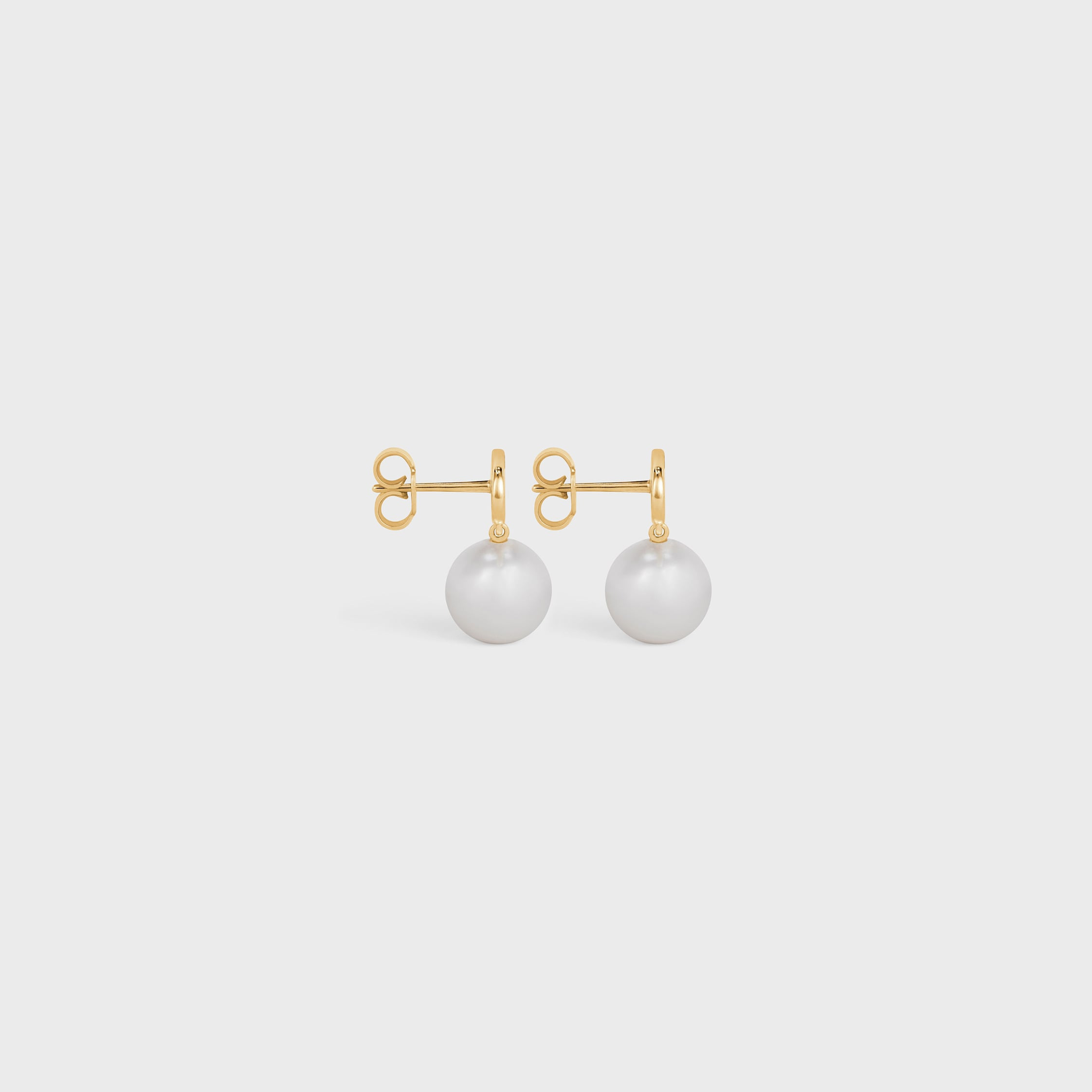 Triomphe Pearl Earrings in Brass with Gold Finish and Glass Pearls - 3