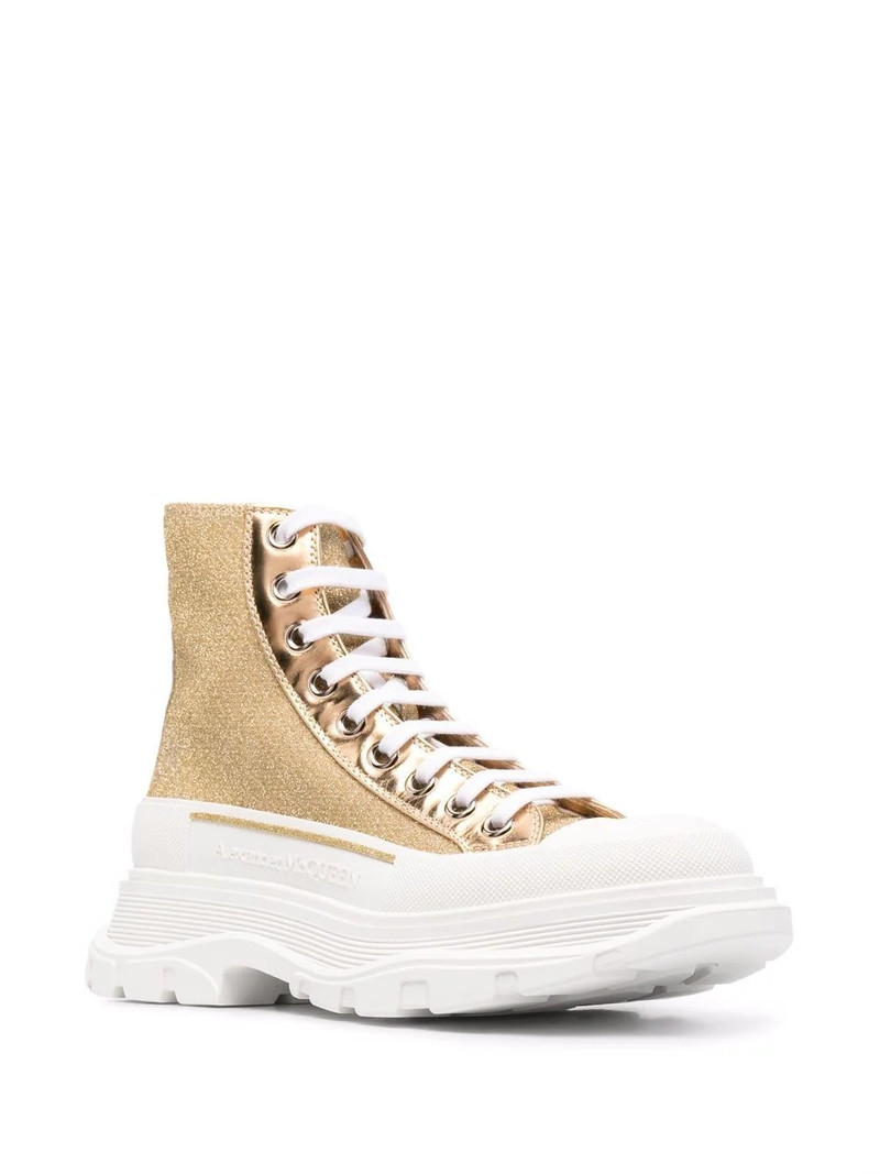 Alexander McQueen Tread Slick glitter-embellished sneakers outlook
