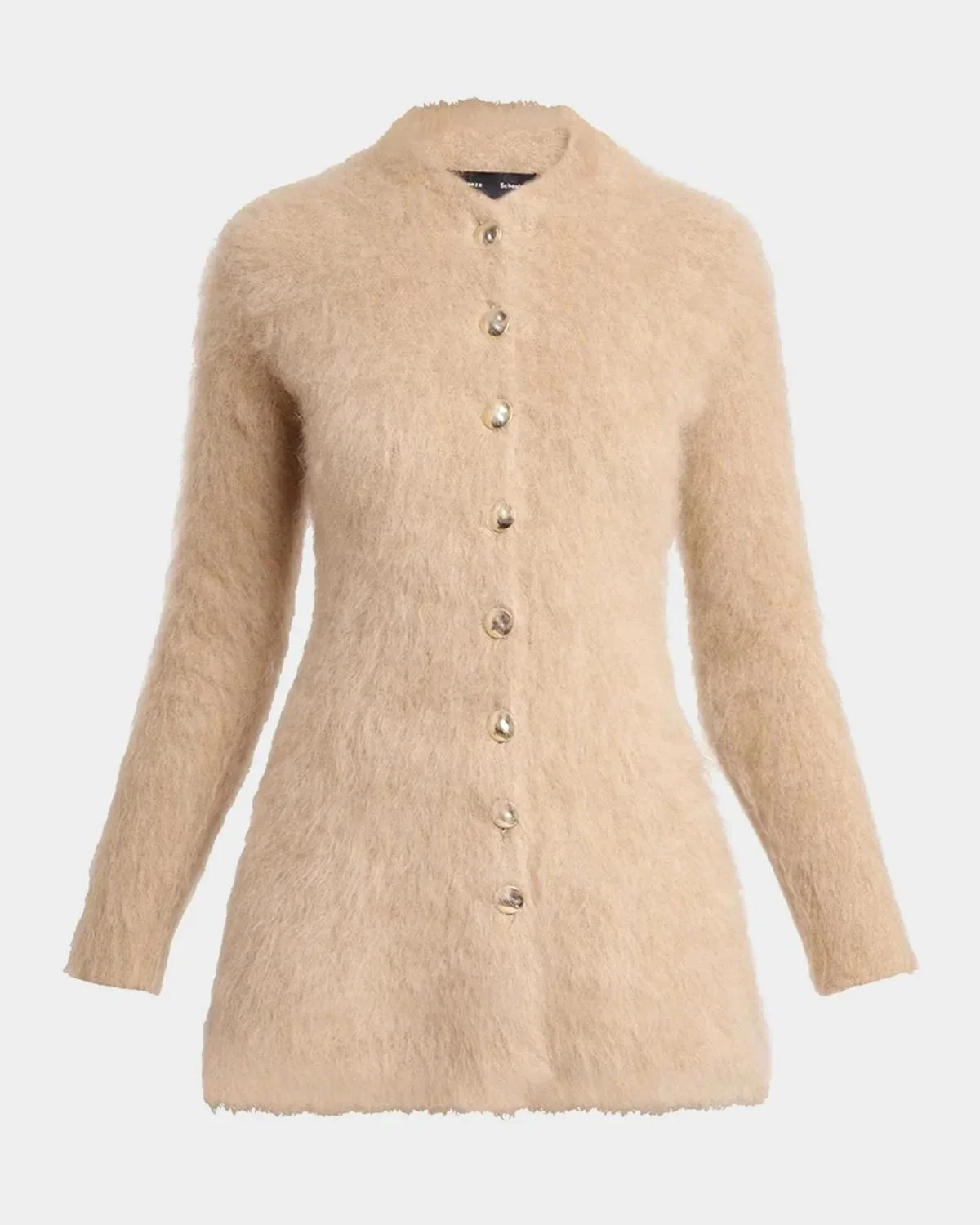 Aniza Fuzzy Mohair-Blend Crewneck Cardigan - 1