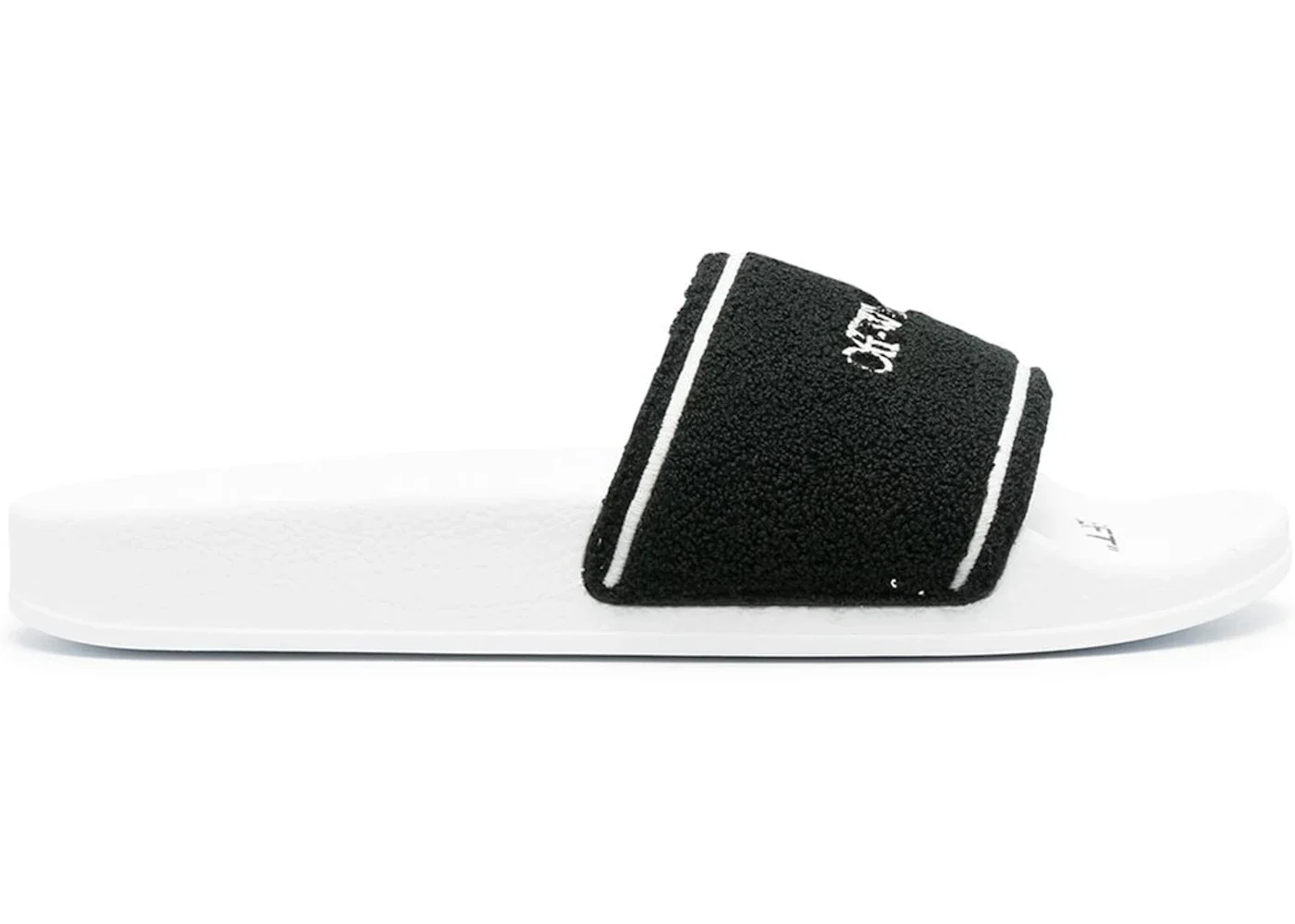 OFF-WHITE Chenille Slide Logo Embroidered Black White - 1