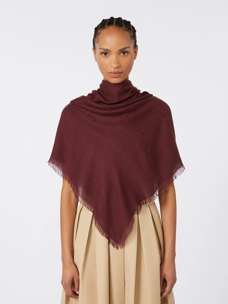 BALLO Jacquard-knit modal and cashmere shawl - BORDEAUX 4