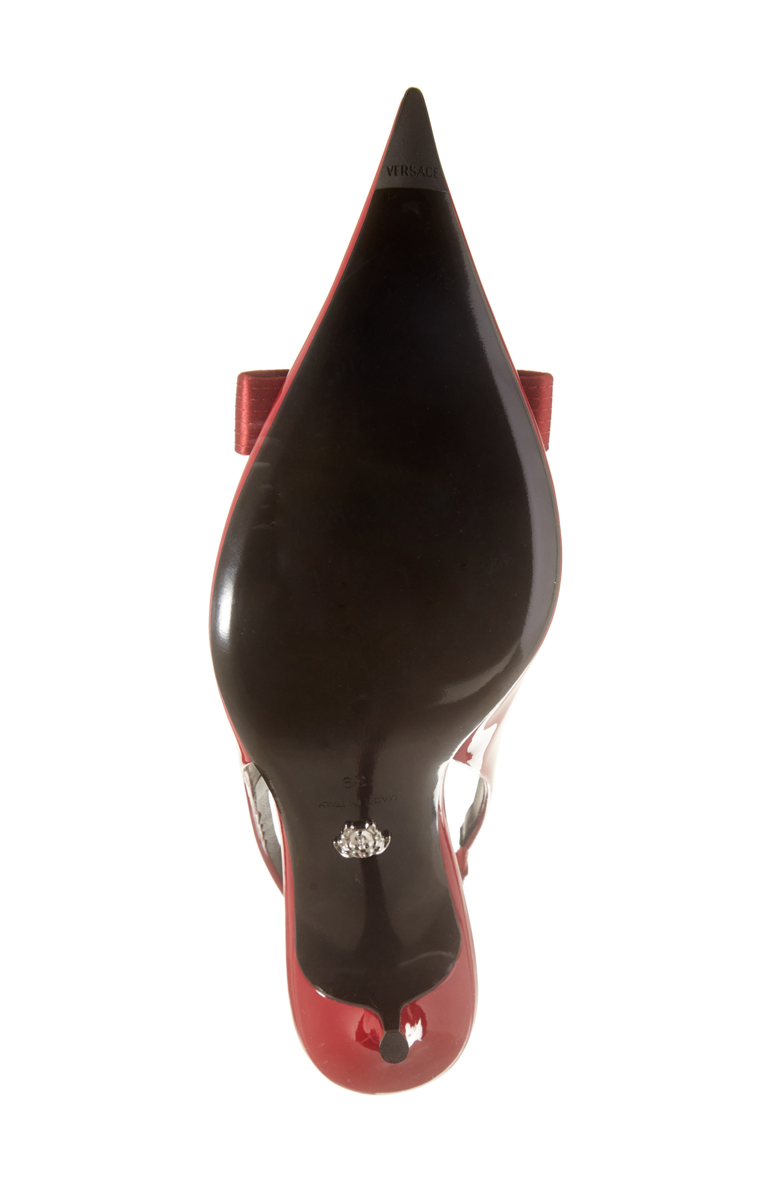 Versace Medusa Bow Pointed Toe Slingback Pump in Lipstick Red-Palladium at Nordstrom - 6