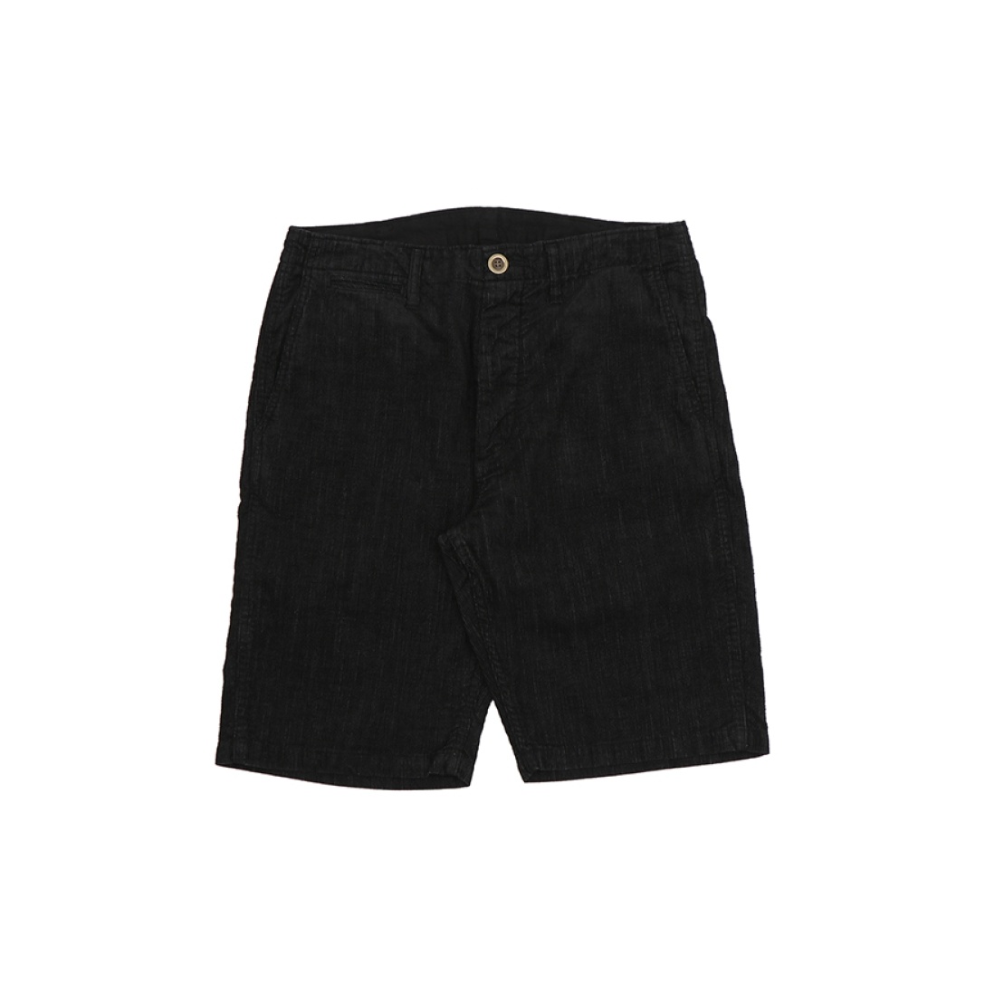 CHINO SHORTS (SLUB CORS) BLACK - 1