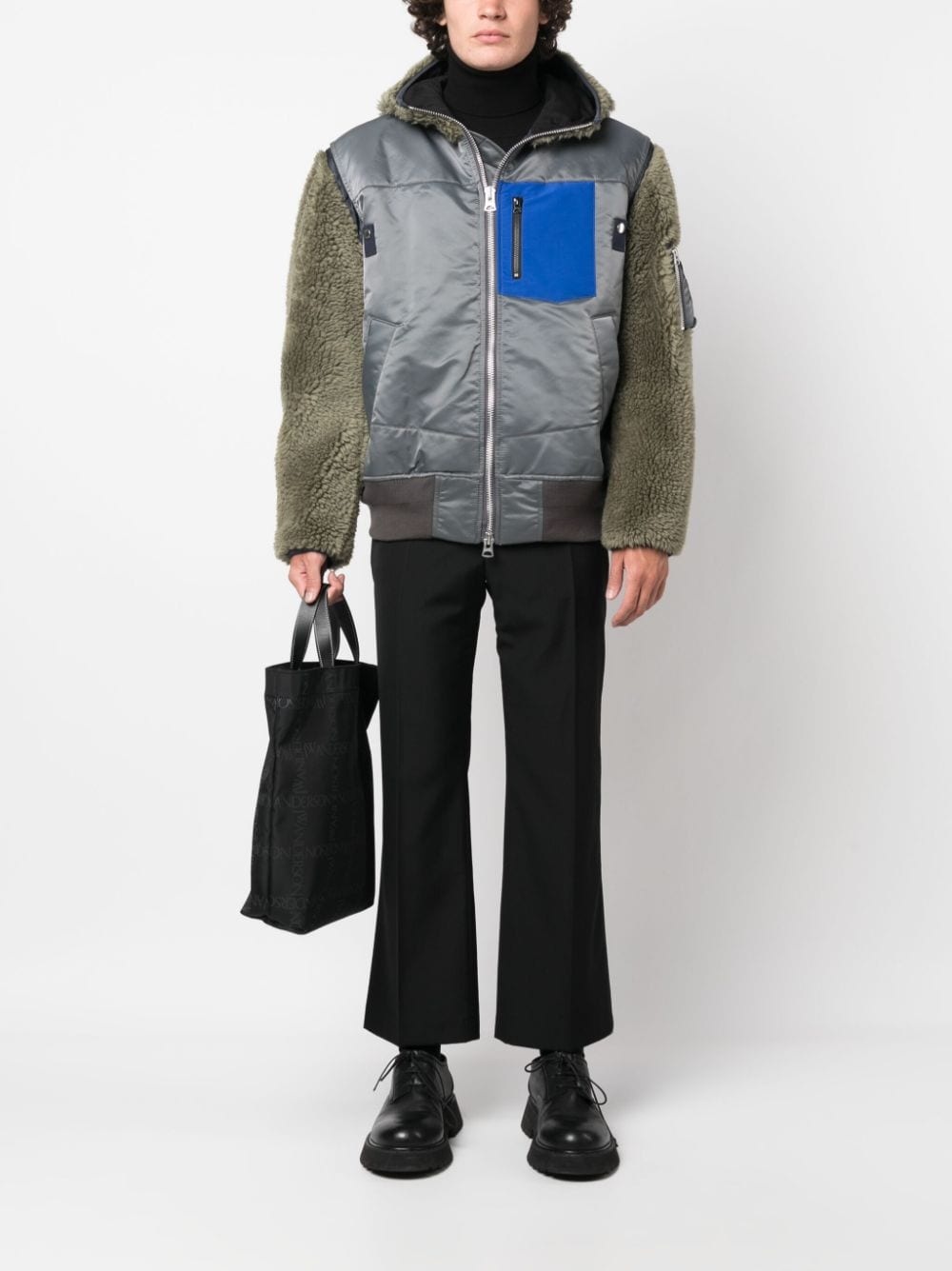 colour-block zip-up hooded jacket - 2