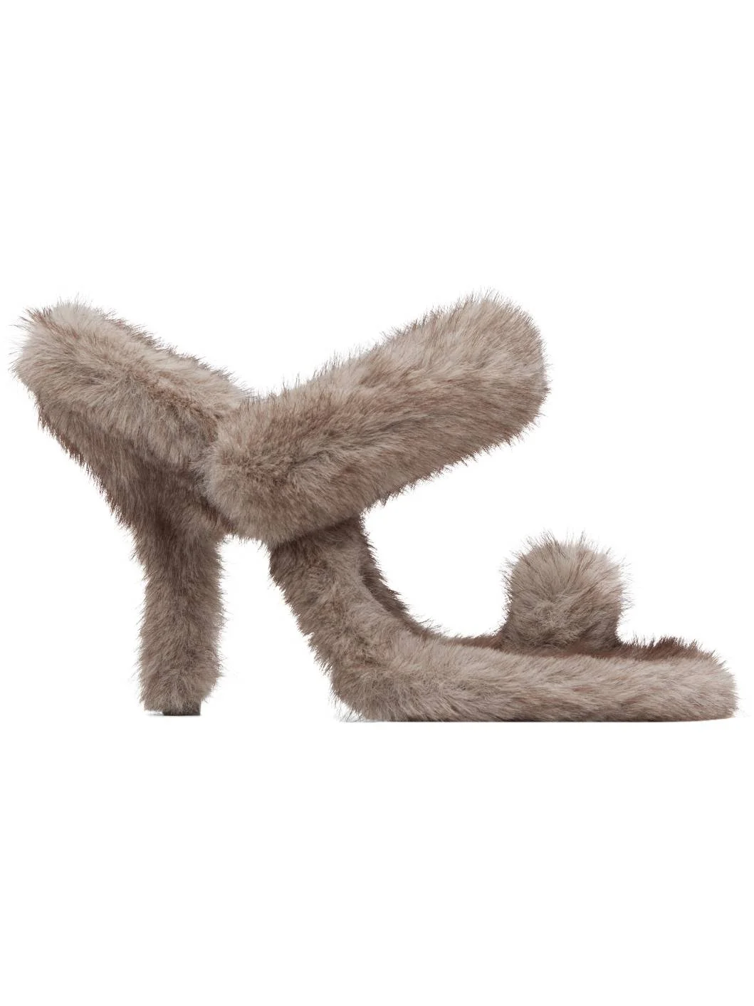 Gray Paloma 105mm Faux-Fur Sandals - 1