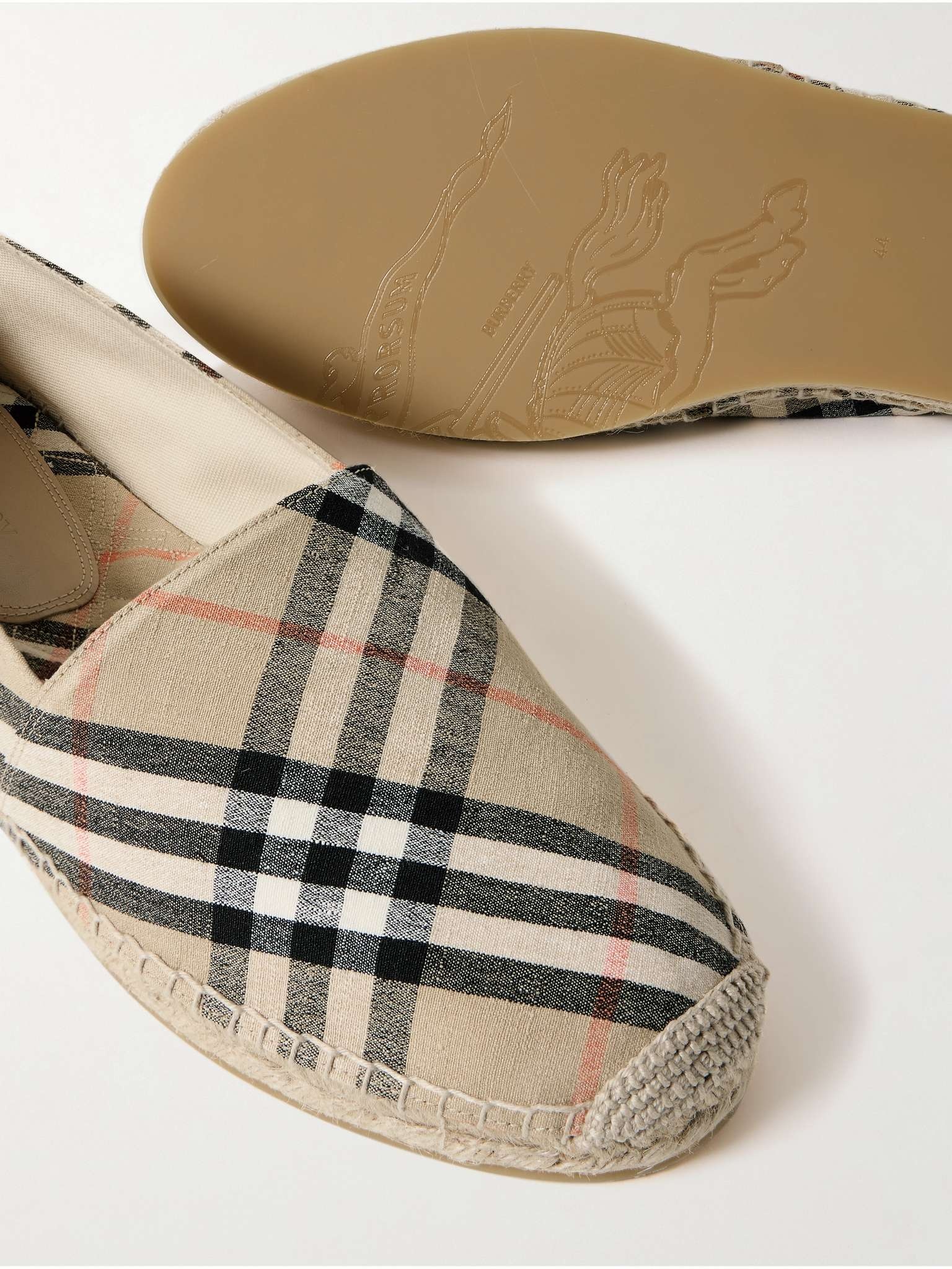 Checked Linen-Blend Canvas Espadrilles - 5