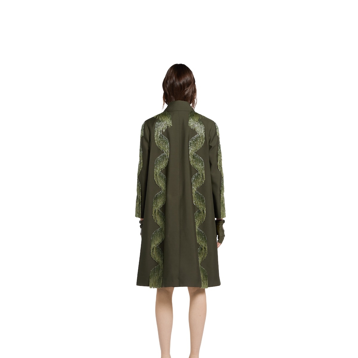 Wool coat with beaded fringe - 4