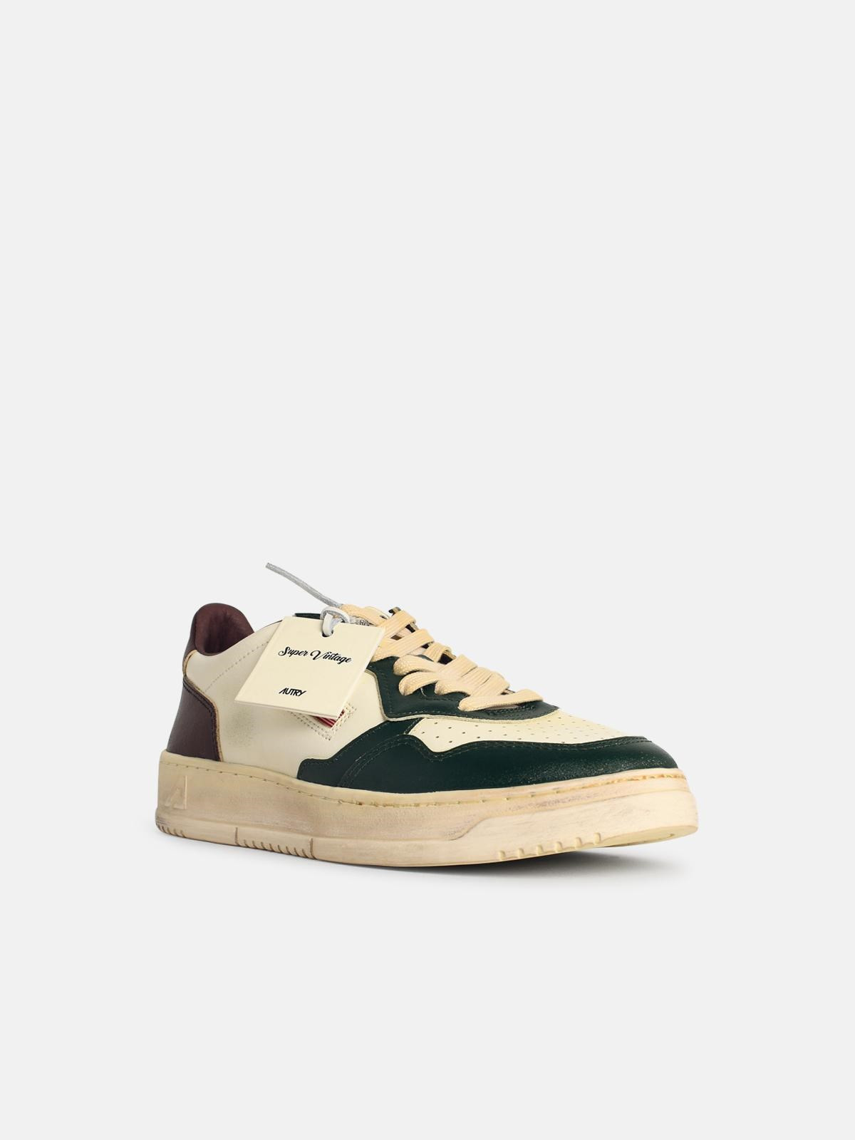 'SUPER VINTAGE' SNEAKERS IN WHITE LEATHER PINE AND RUM - 2