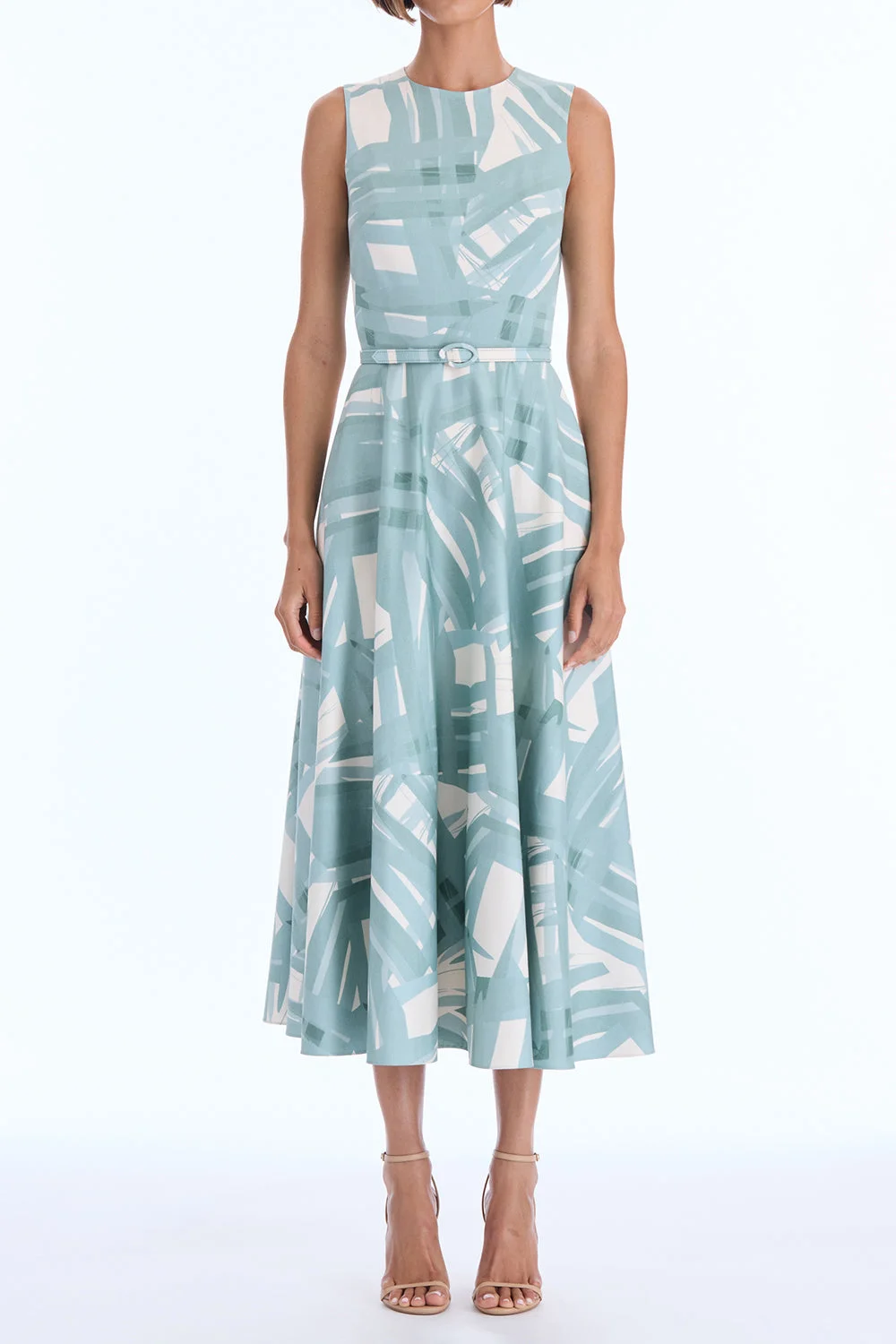 Sleeveless Striped Plaid Poplin Day Dress - 1