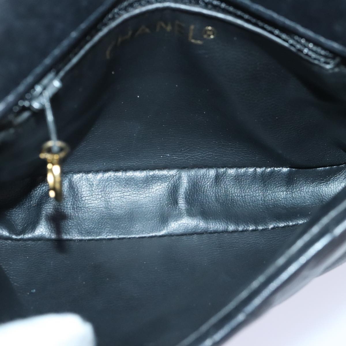 CHANEL Matelasse Waist Bag Lamb Skin Black Gold CC - 12