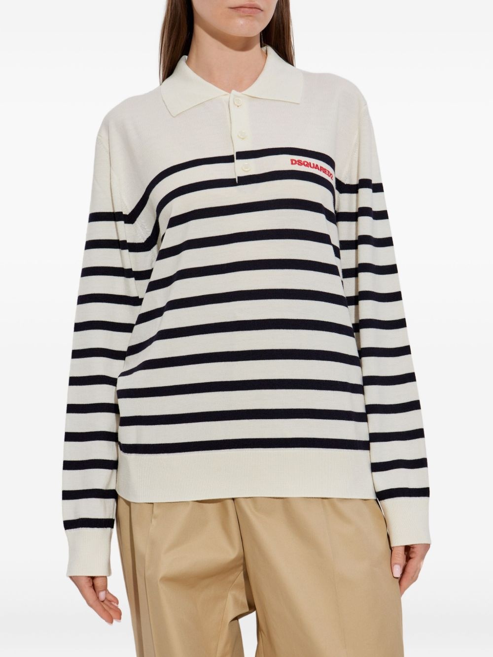 striped polo-neck sweater - 3