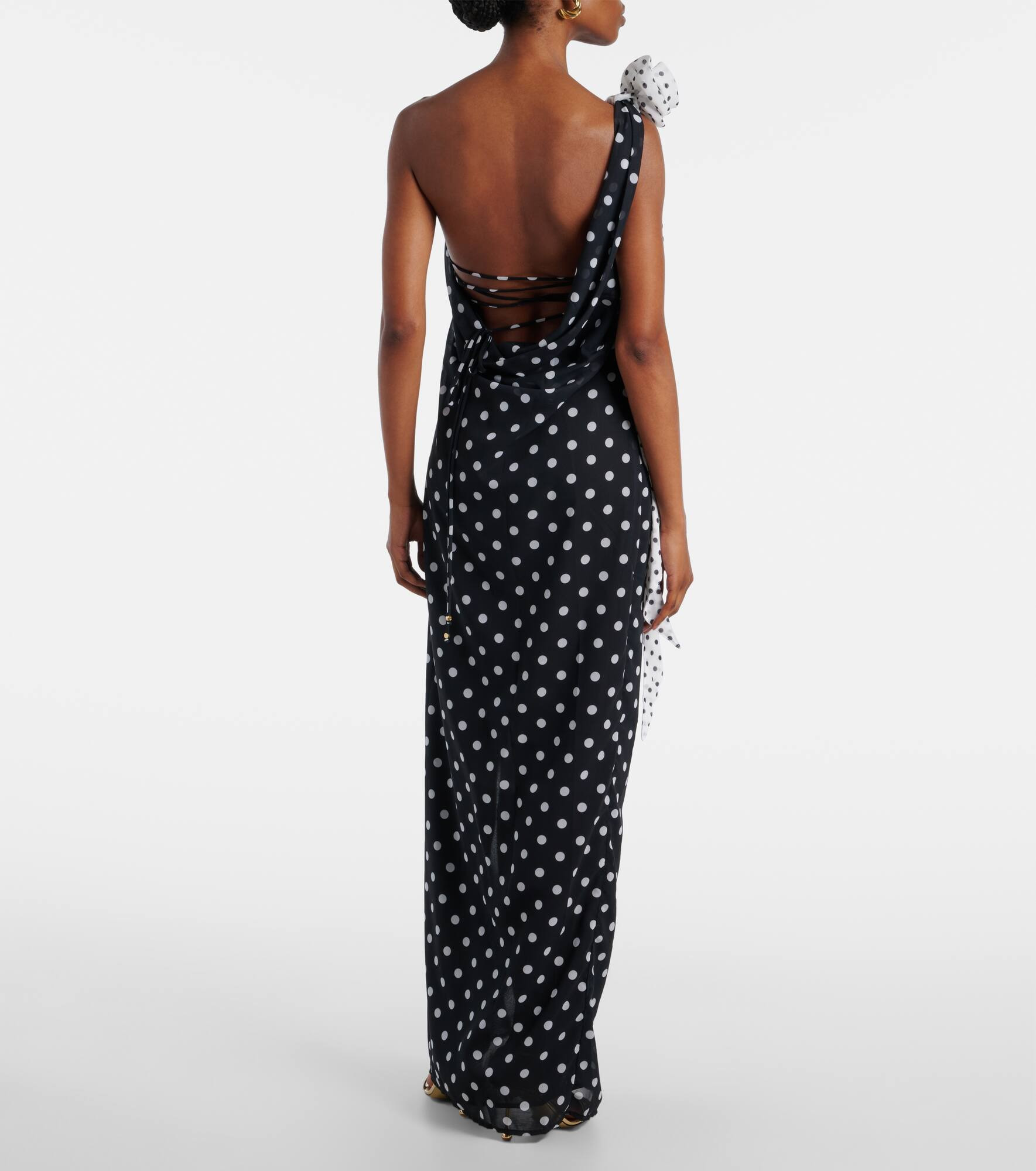 Louise polka-dot one-shoulder maxi dress - 3