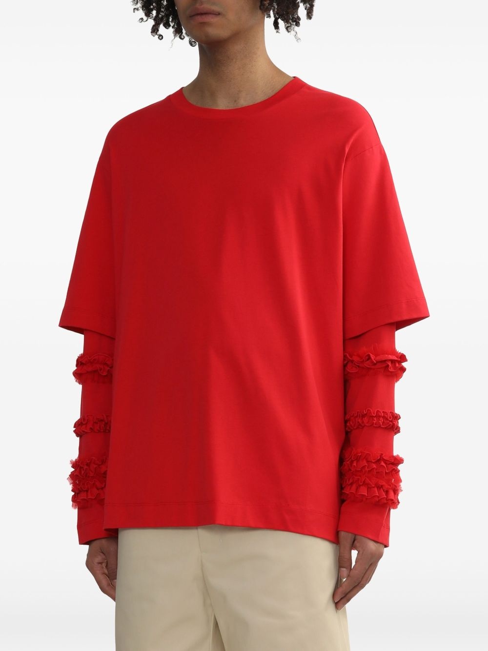 ruffle-detailing T-shirt - 3