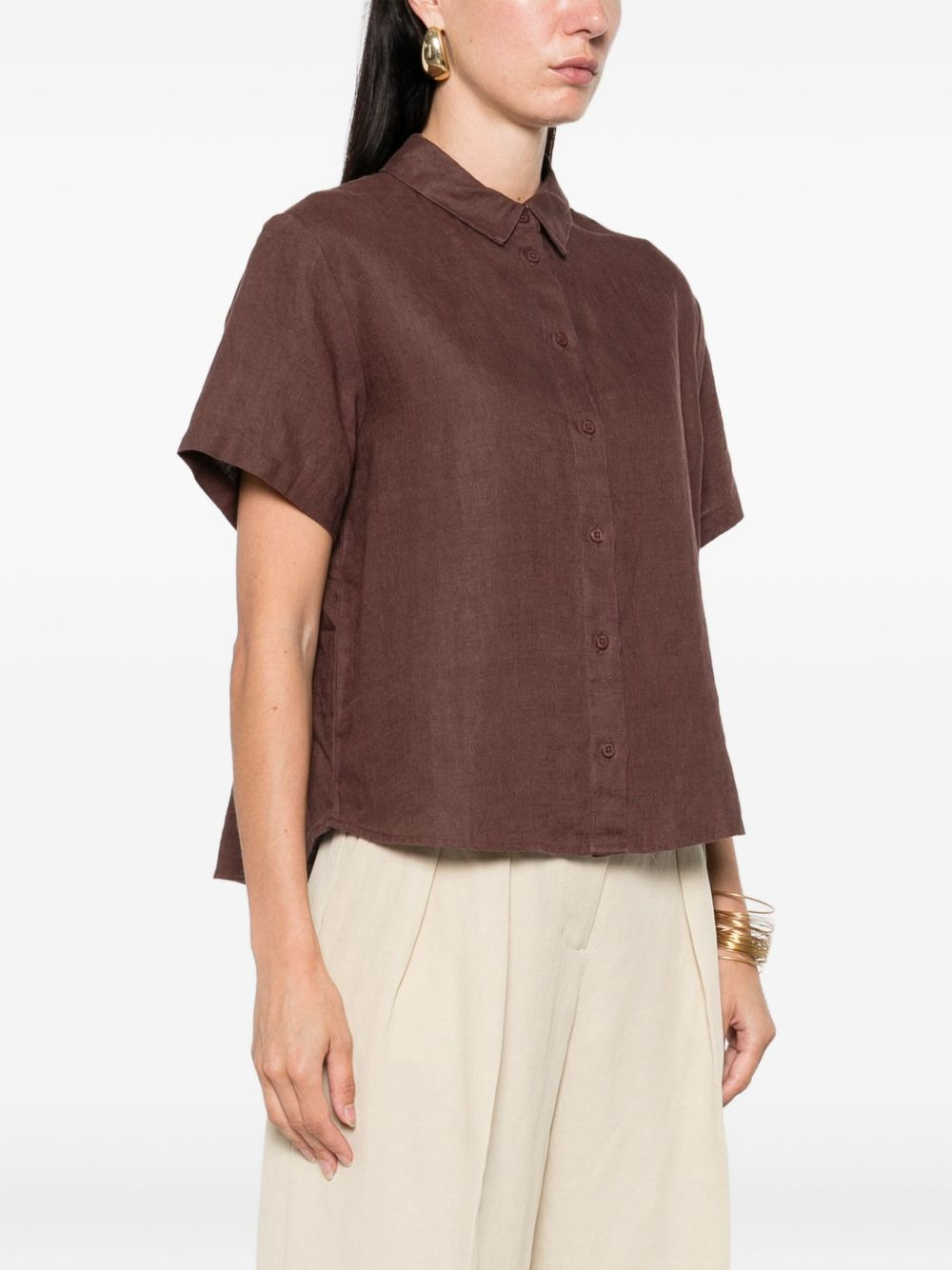 button-front linen shirt - 3