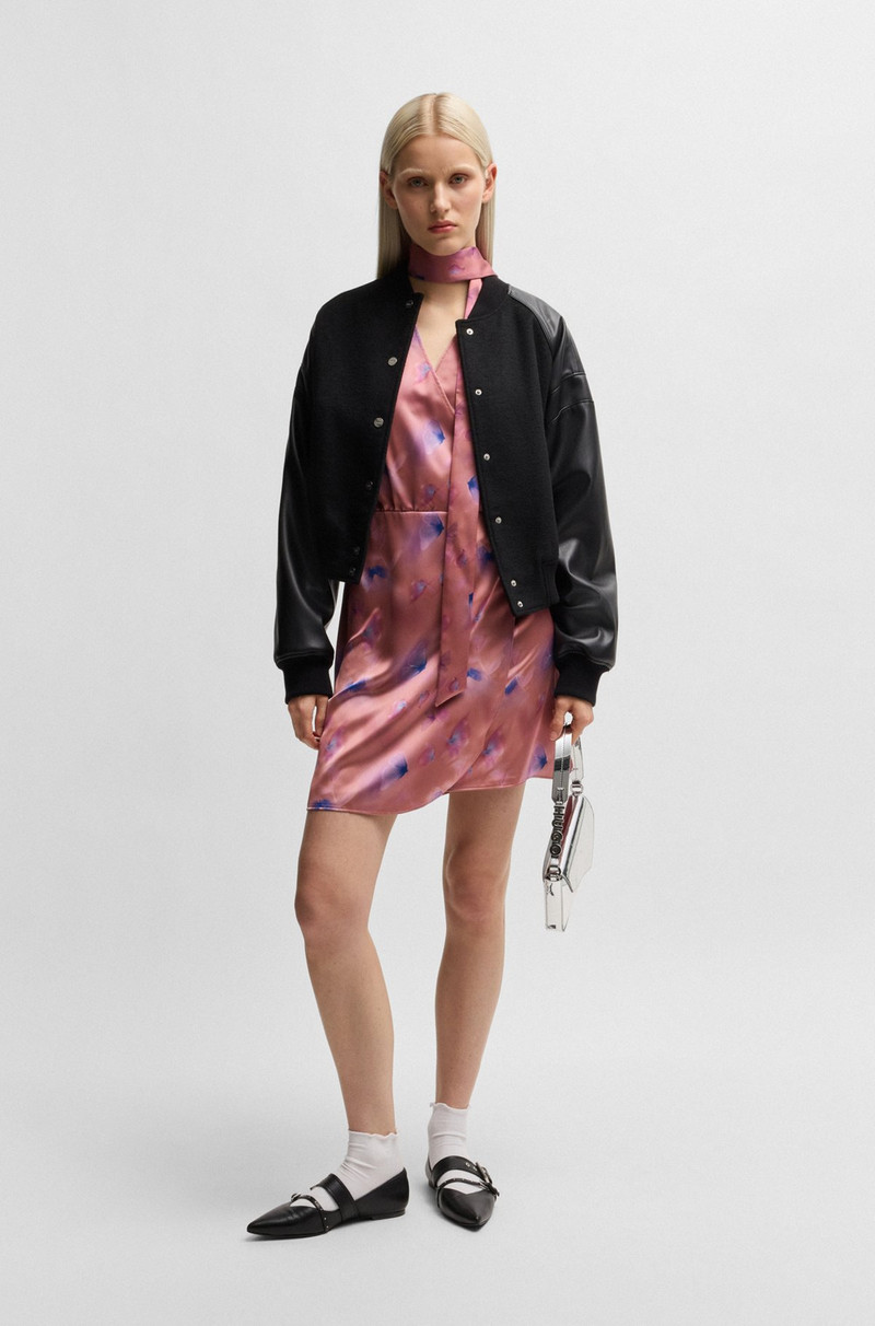 HUGO WRAP-FRONT DRESS WITH BUTTERFLY PRINT AND BUTTON CUFFS outlook