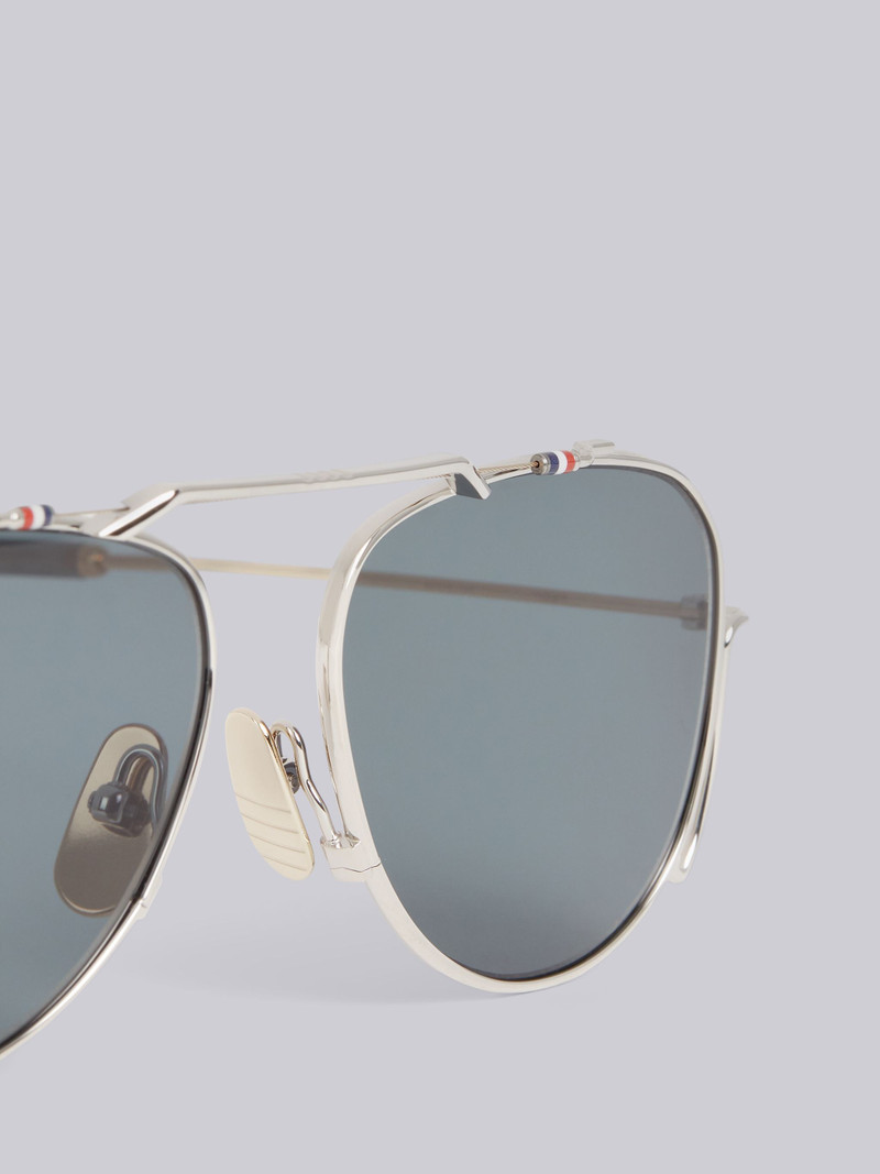 Thom Browne TB917 - Silver Classic Aviator Sunglasses outlook