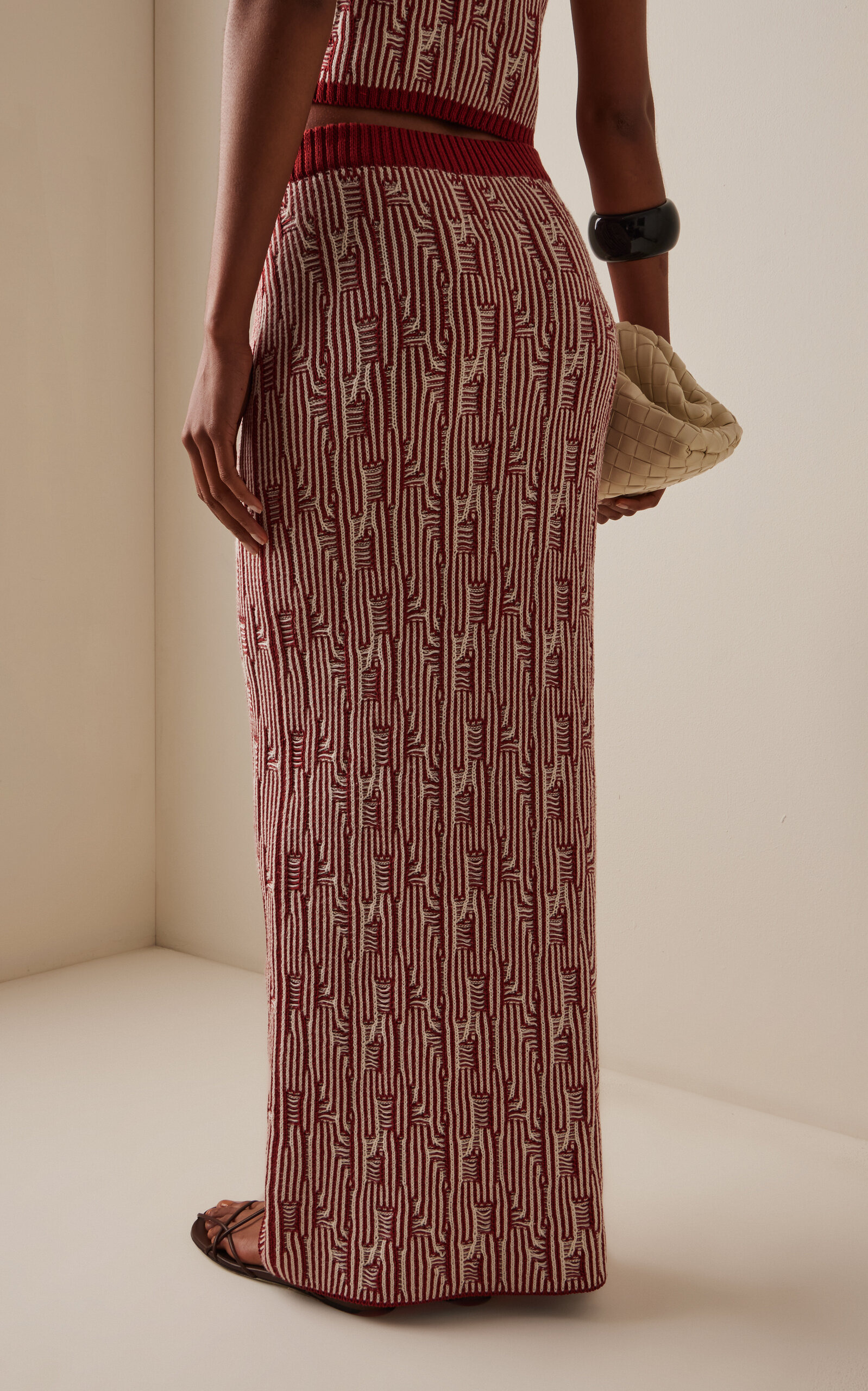 Tayta Knit Cotton Maxi Skirt burgundy - 4