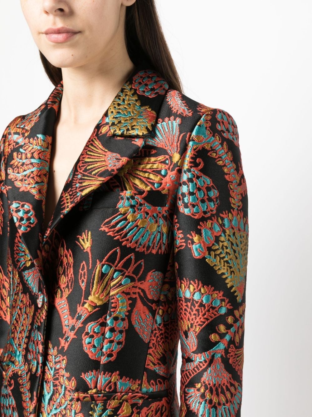 single-breasted graphic-print blazer - 5