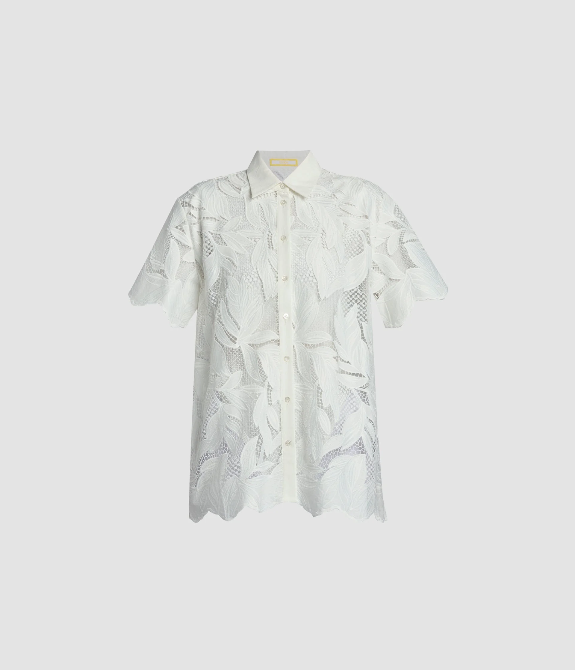 COTTON CUTWORK SHORT SLEEVE SHIRT - 1