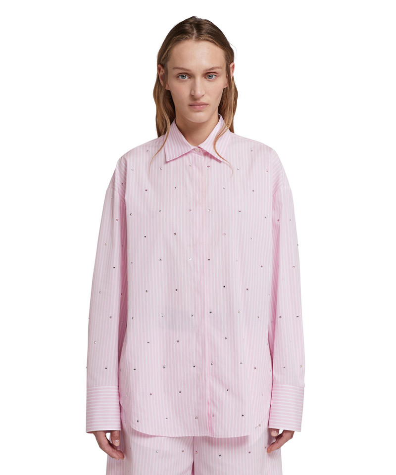 MSGM Poplin shirt with rhinestone application outlook