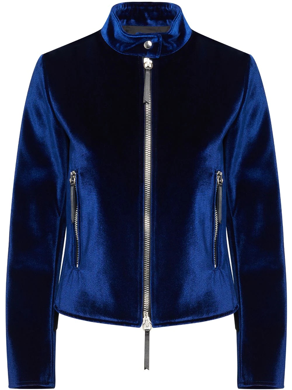 velvet zip-up jacket - 1