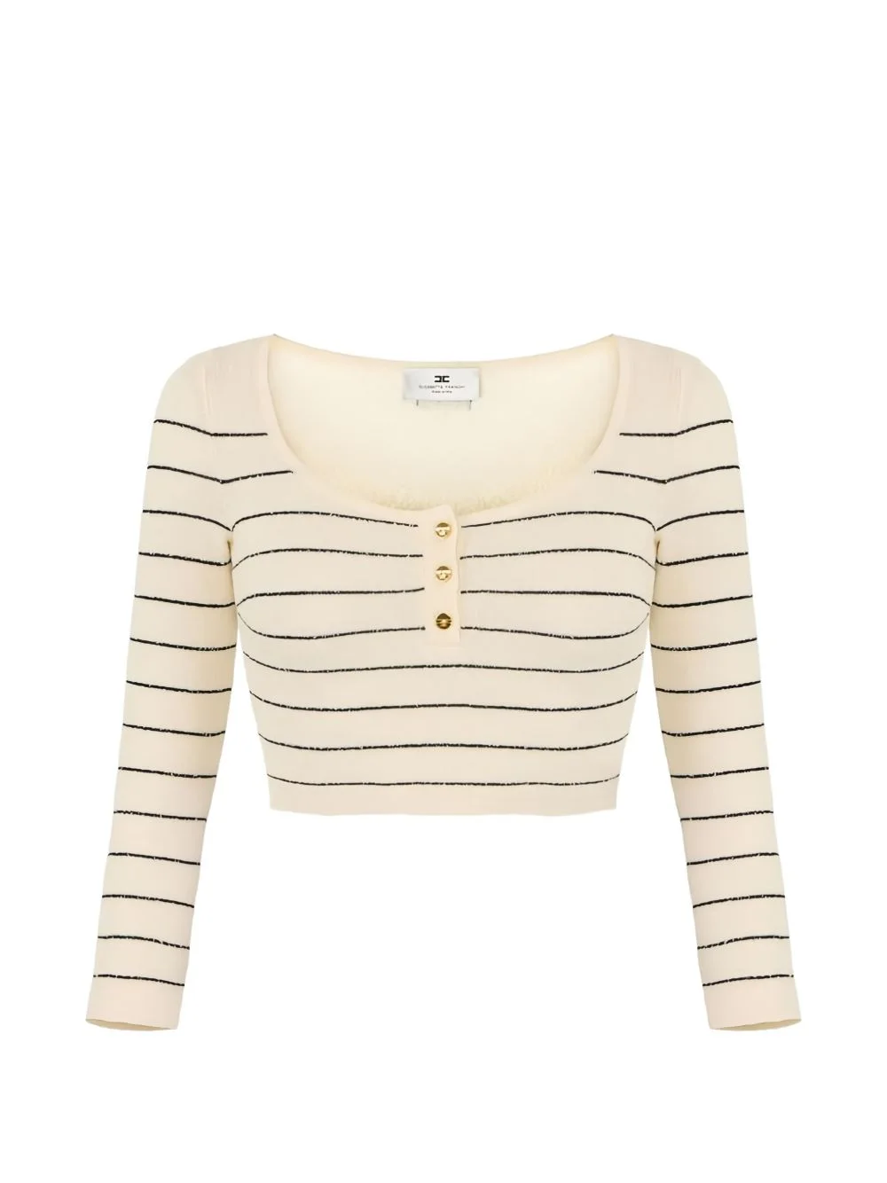 striped button-fastening crop jumper - 1