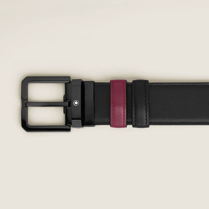 Cassis/black 35 mm reversible leather belt 3