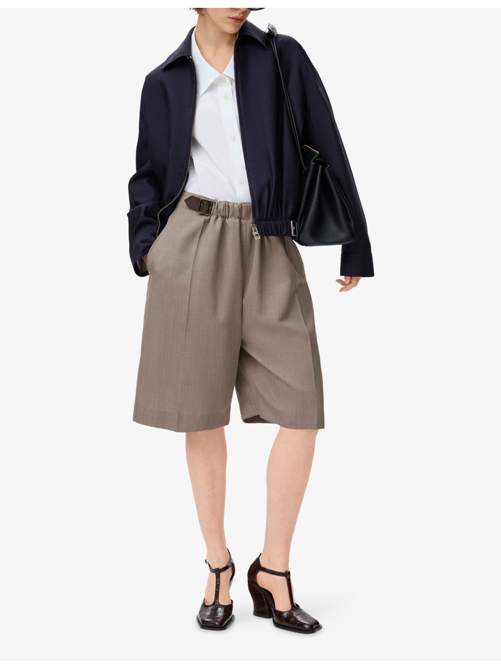 Belted Drape Wool Shorts - 2