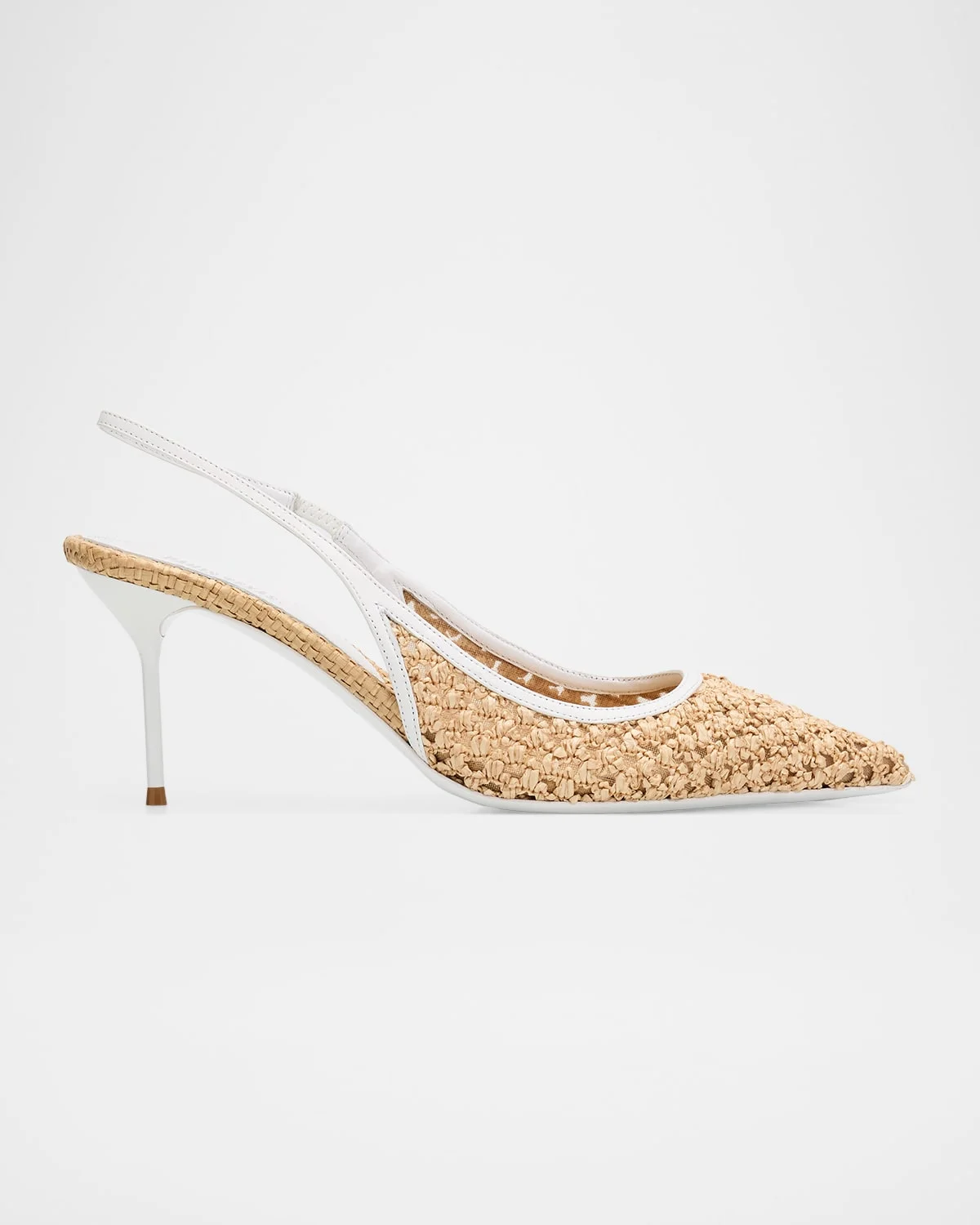 70mm Lidia Woven Raffia Slingback Pumps - 1