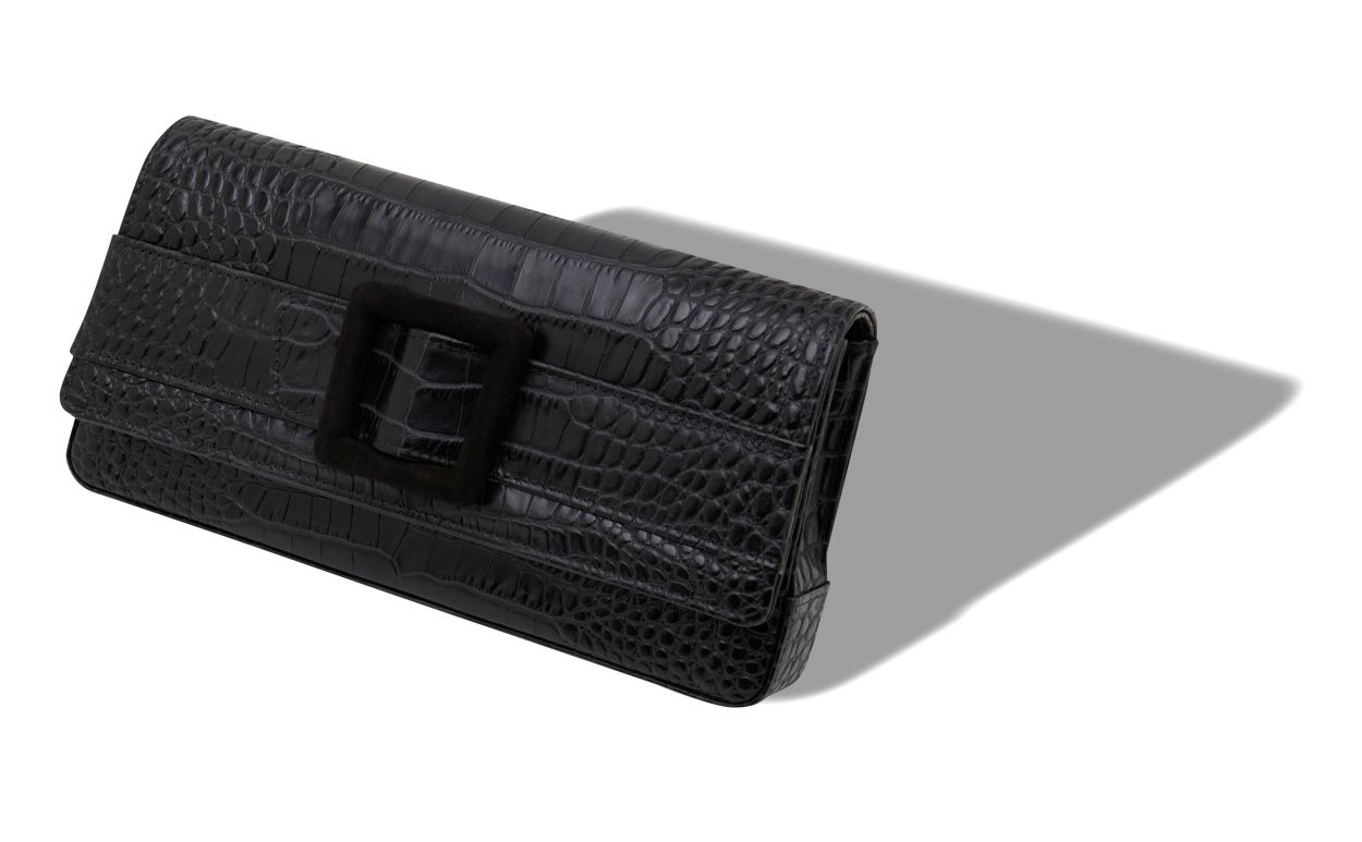 Black Calf Leather Buckle Clutch - 2