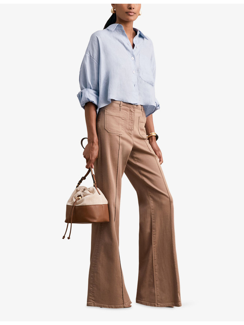REISS Solena Cropped Linen Shirt outlook