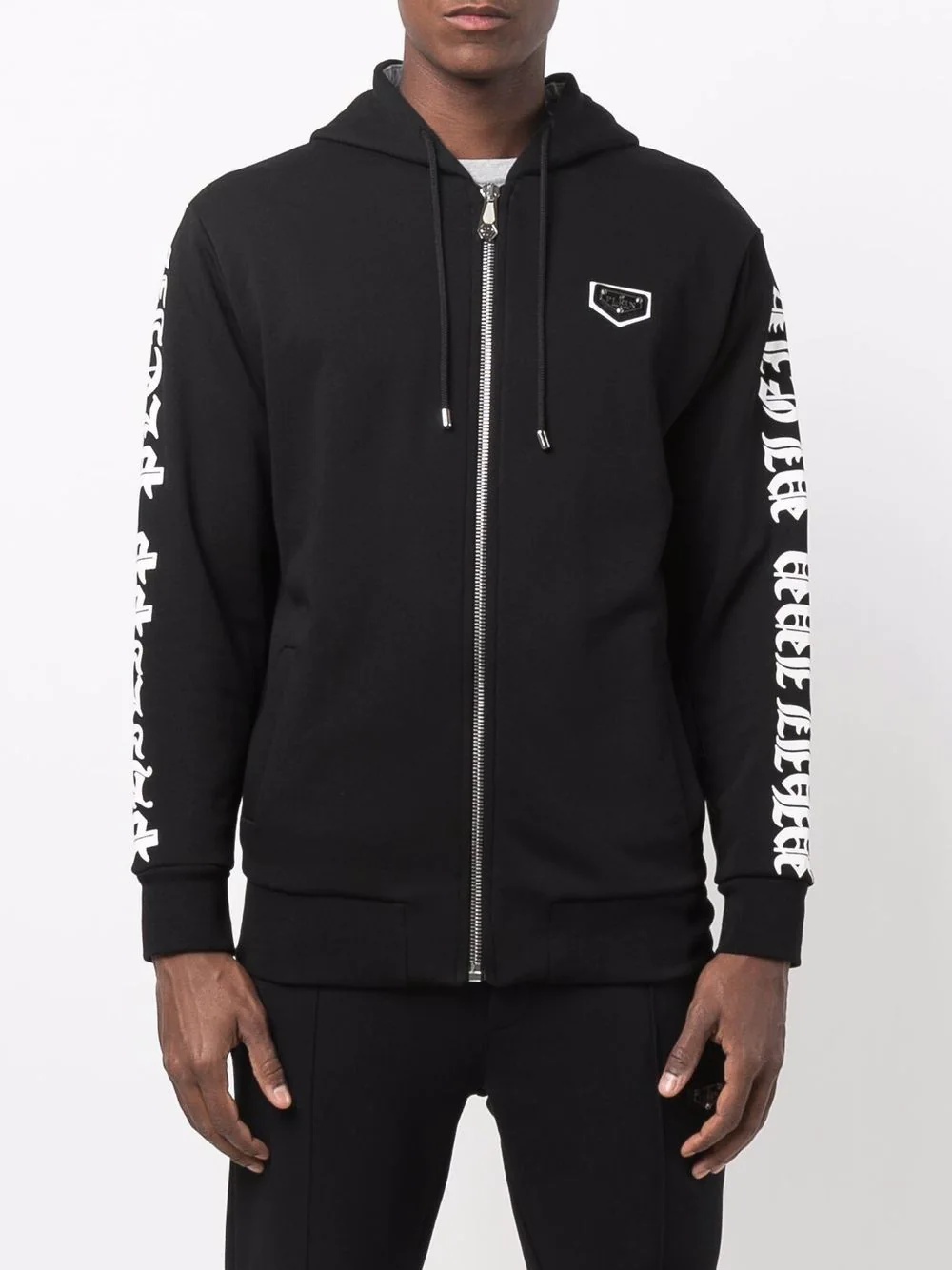 logo-plaque zip-up hoodie - 3