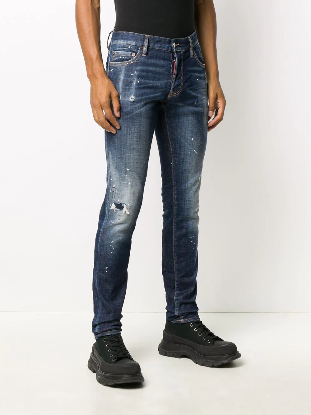 logo patch distressed jeans - 3